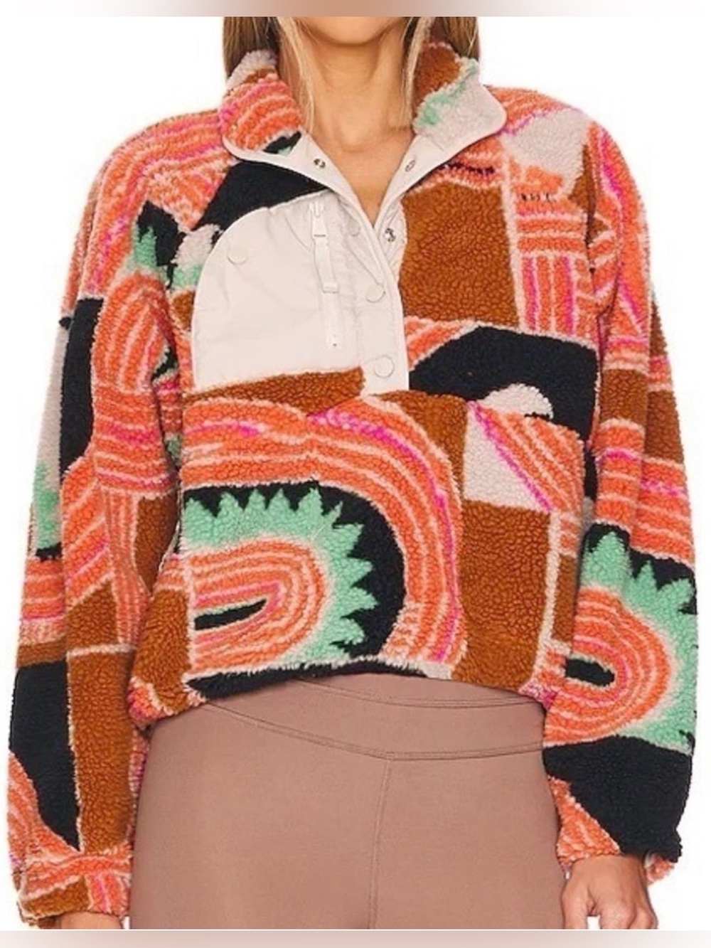FP Movement Rocky Ridge Pullover in Orange Wave Combo XS